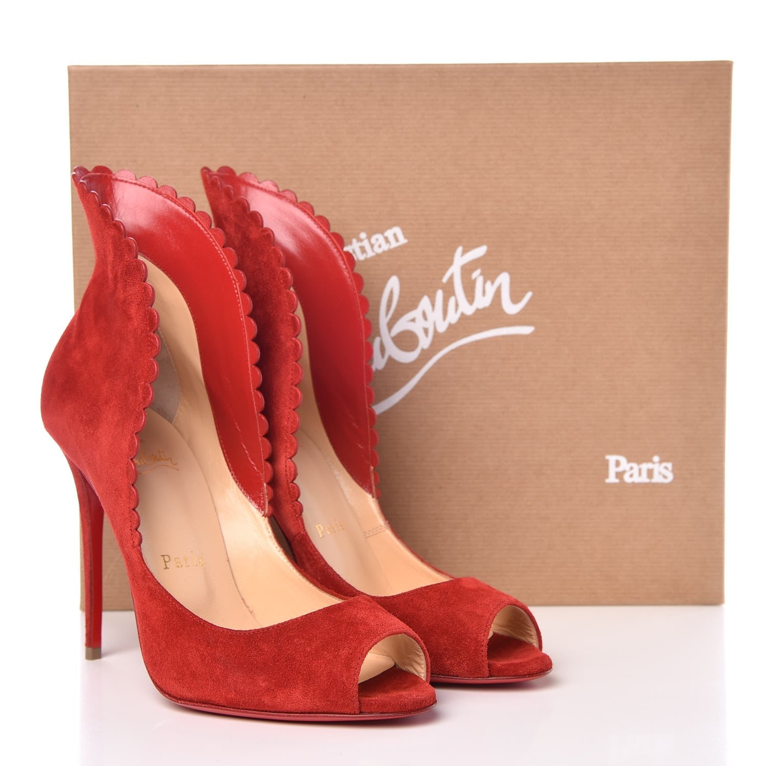 Christian Louboutin Veau Velours Pijonina 100 Booties 37 Rougissime 8 of 8