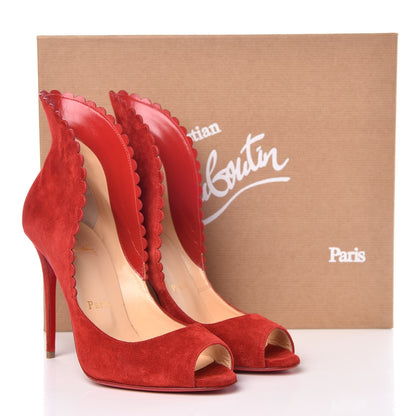 Christian Louboutin Veau Velours Pijonina 100 Booties 37 Rougissime 8 of 8