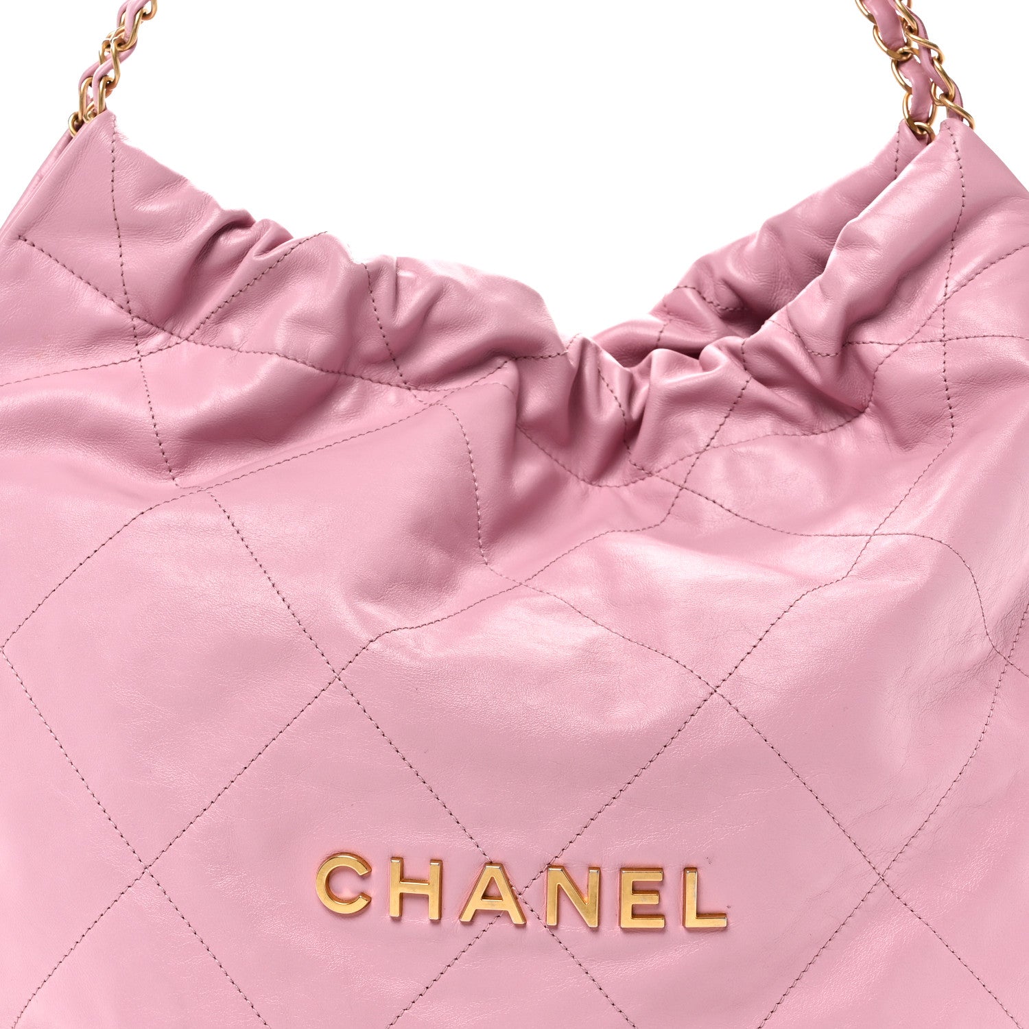 Chanel Shiny Calfskin Quilted Chanel 22 Drawstring Bag Pink 9 of 11