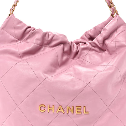 Chanel Shiny Calfskin Quilted Chanel 22 Drawstring Bag Pink 9 of 11