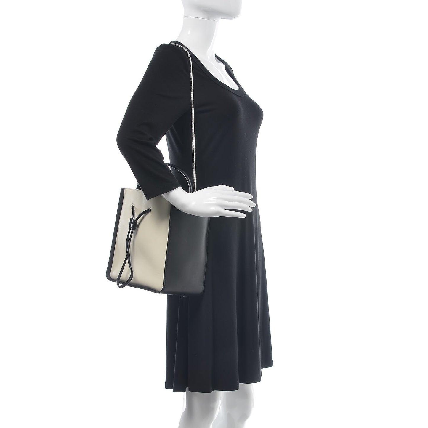 3.1 Smooth Calfskin Bi-Color Small Soleil Bucket Bag Off White Black