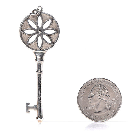 Tiffany Sterling Silver Diamond Large Daisy Key Pendant 2 of 3
