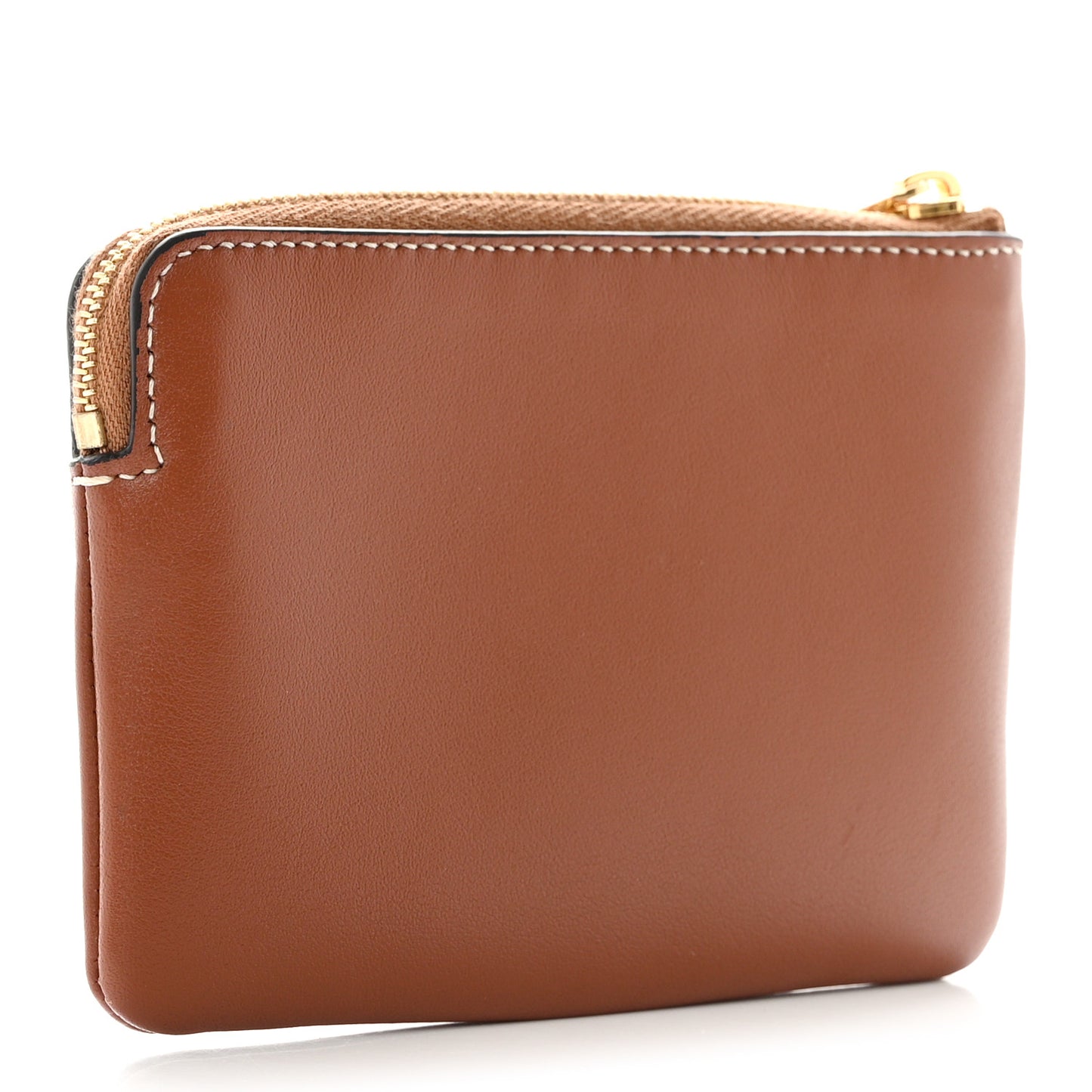 Smooth Calfskin Cuir Triomphe Coin and Card Pouch With Hook Tan