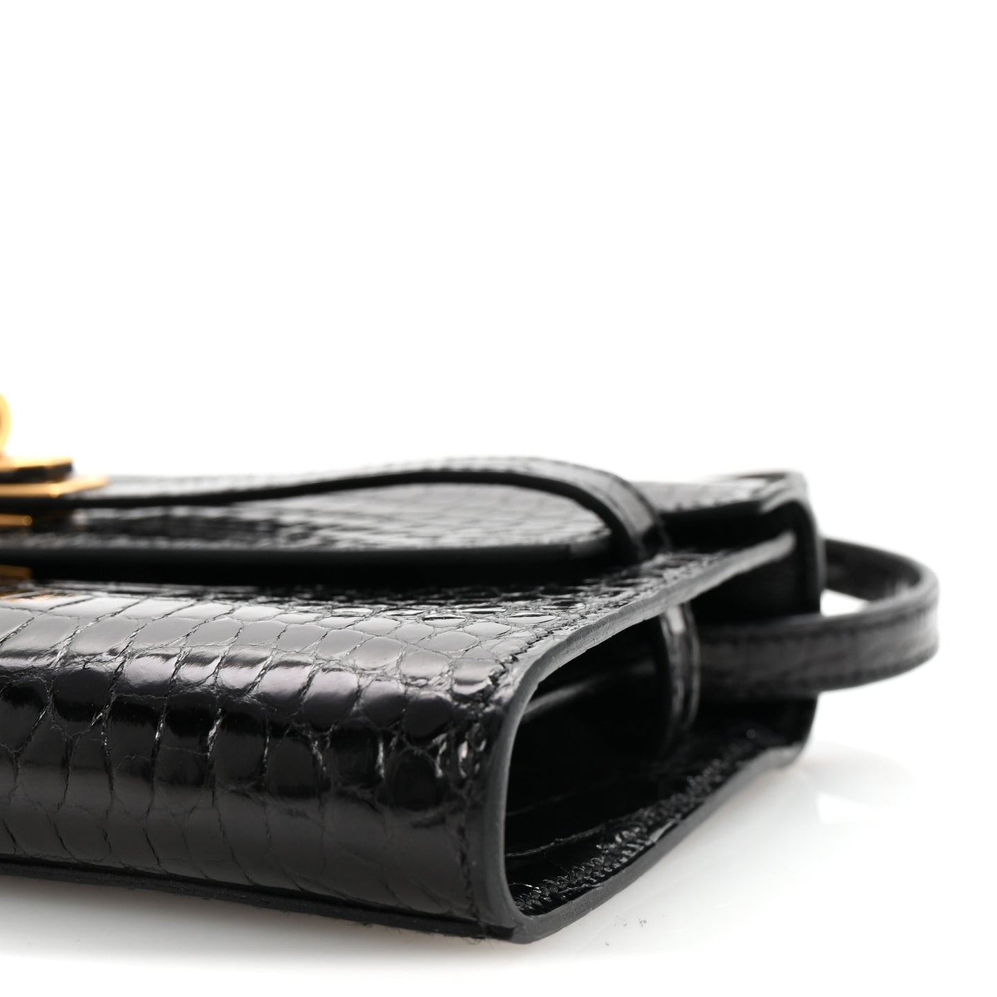 Shiny Alligator Kelly Wallet To Go Black
