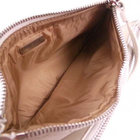 Leather Small Wristlet White