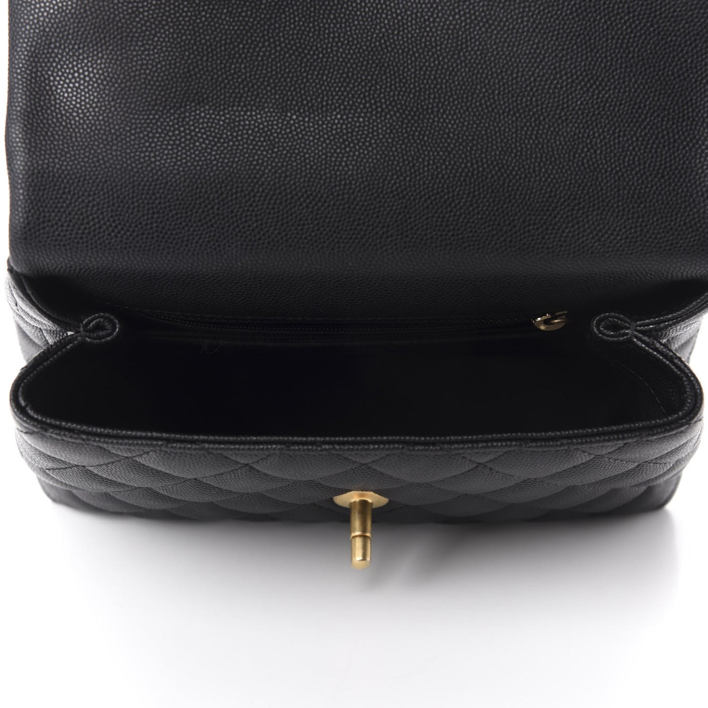 Caviar Lizard Embossed Quilted Mini Coco Handle Flap Black