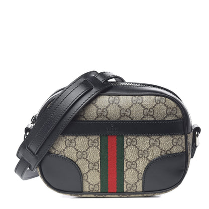 Gucci GG Supreme Monogram Web Small Shoulder Bag Black 1 of 11