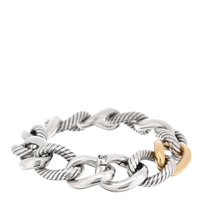 David Yurman Sterling Silver 18K Yellow Gold Large Belmont Curb Link Bracelet 2 of 3