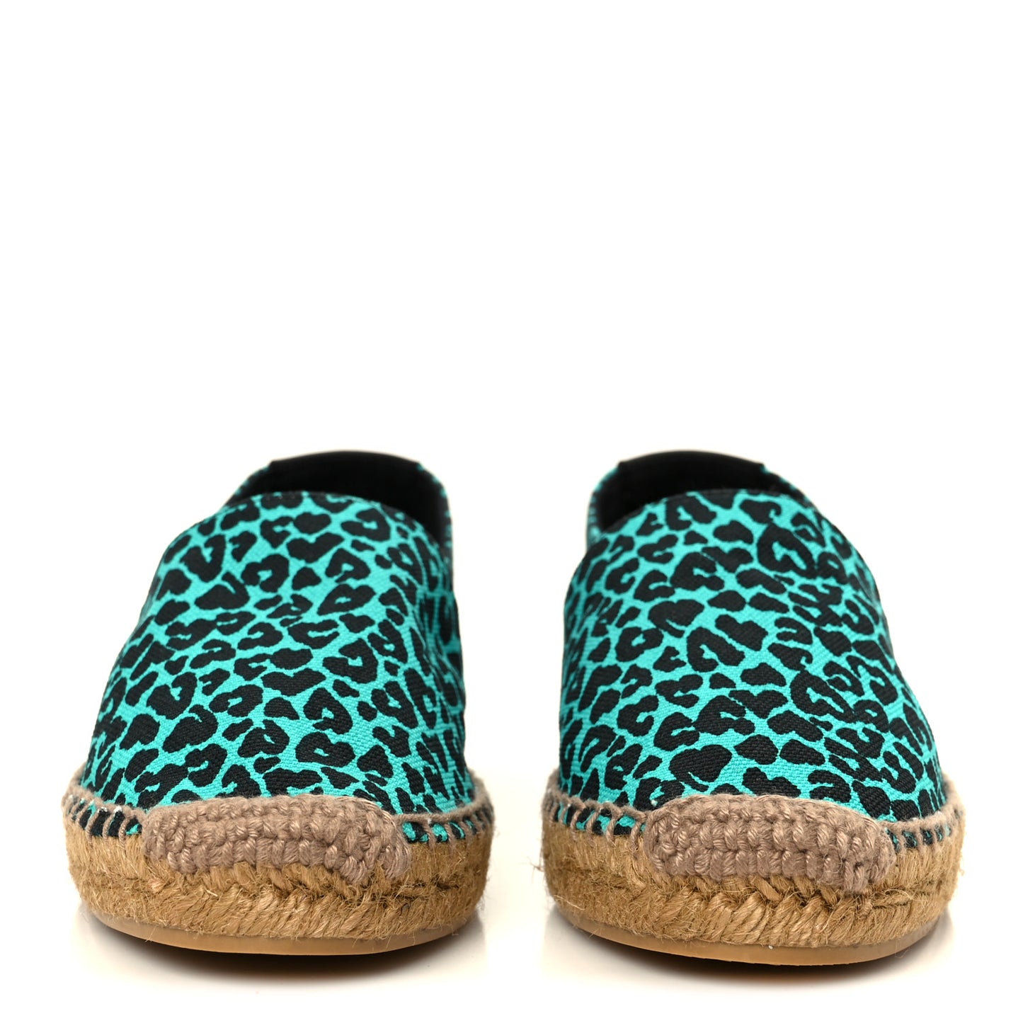 Canvas Leopard Print Espadrilles 37 Aqua Black