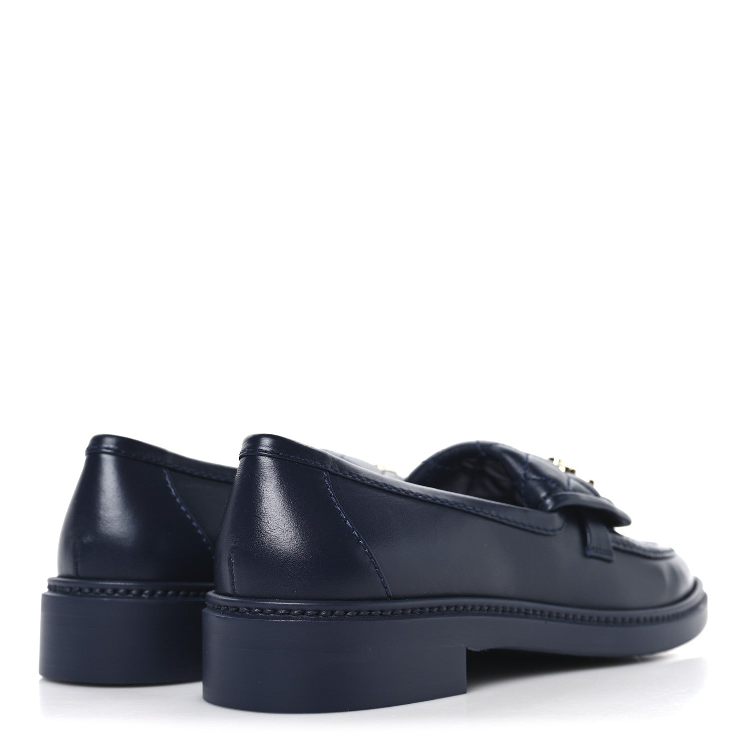 Chanel Lambskin Quilted CC Turnlock Loafers 38 Navy 5 of 9