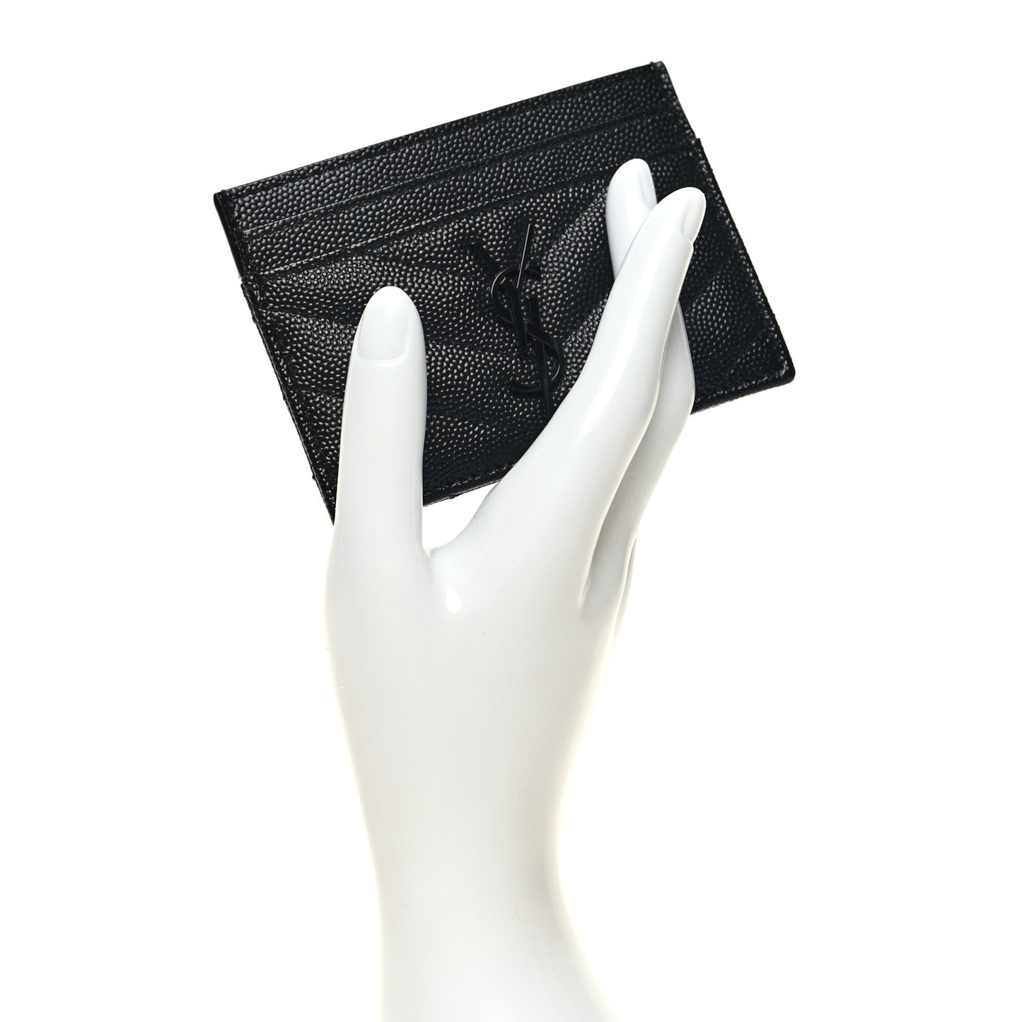 Grain De Poudre Matelasse Chevron Monochrome Monogram Credit Card Case Black