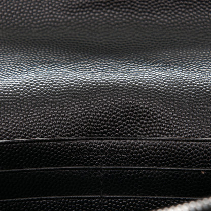 Saint Laurent Grain De Poudre Matelasse Chevron Monogram Chain Wallet Black 7 of 8