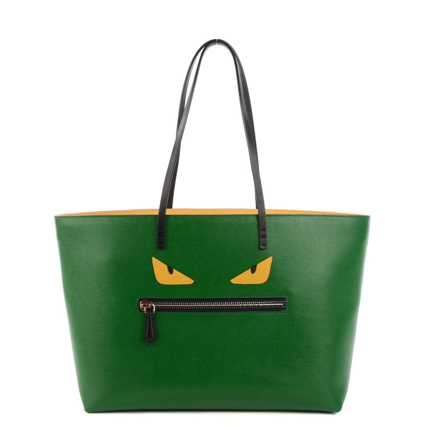 Vitello Elite Cuoio Monster Buggies Medium Roll Tote Emerald Black Multicolor Yellow