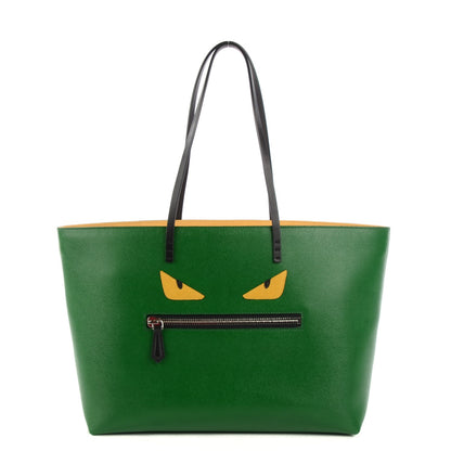 Fendi Vitello Elite Cuoio Monster Buggies Medium Roll Tote Emerald Black Multicolor Yellow 1 of 8