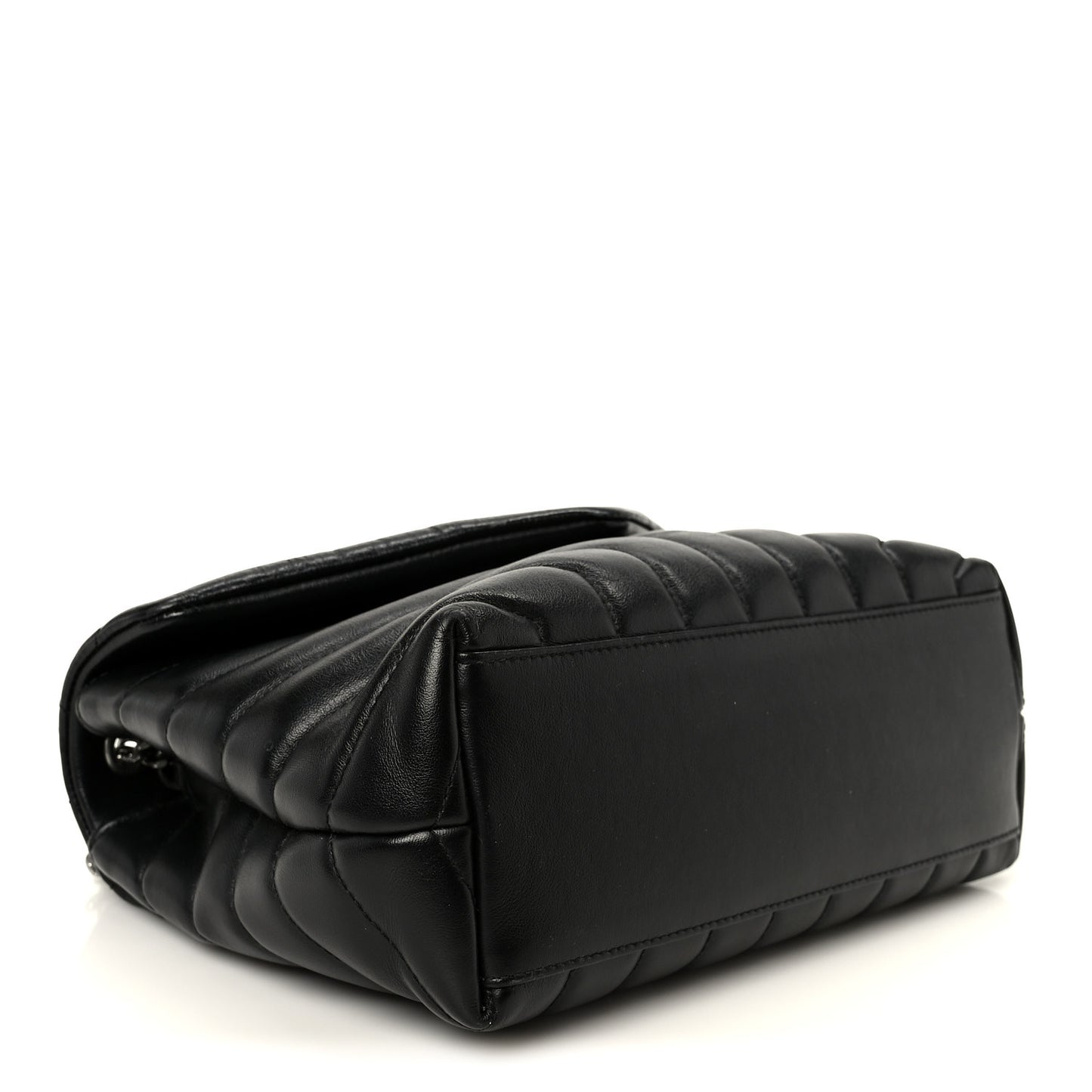 Calfskin Y Quilted Monogram Small Loulou Chain Satchel Black