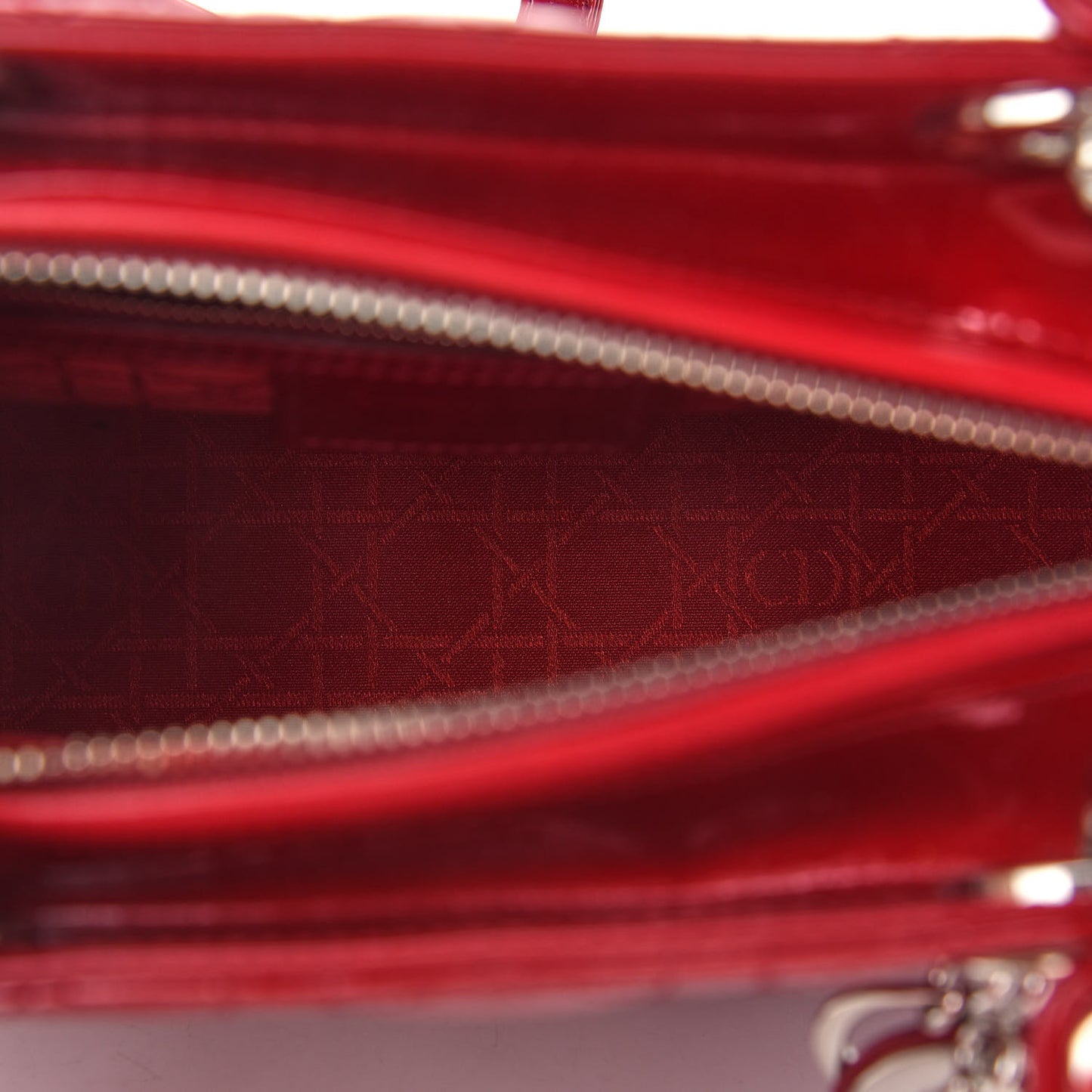 Patent Cannage Medium Lady Dior Red