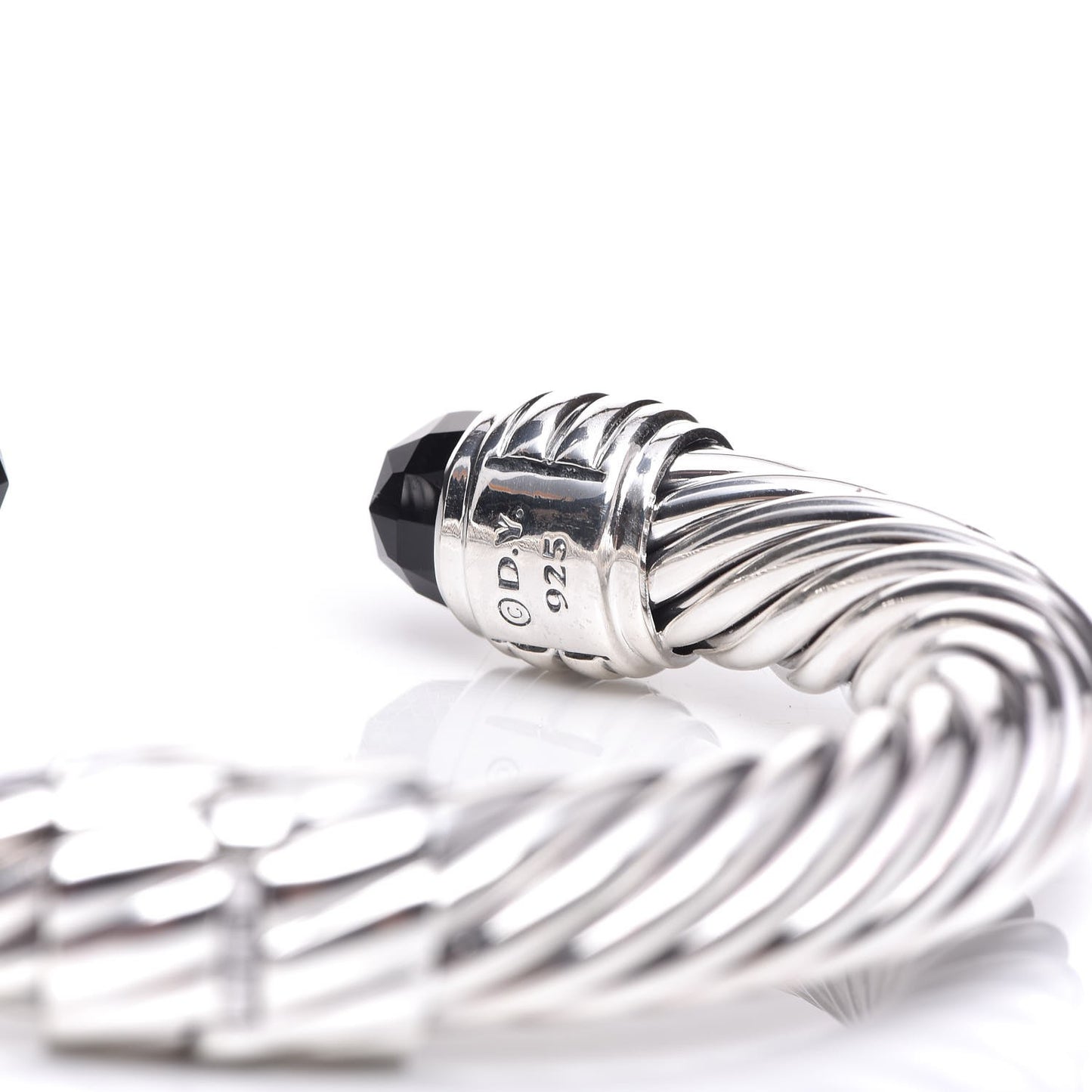 Sterling Silver Black Onyx 10mm Cable Classics Hinged Bracelet