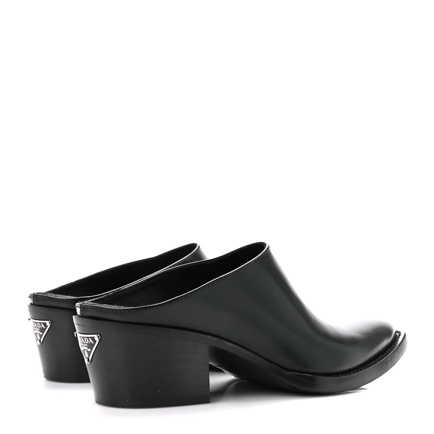 Spazzolato Metal Triangle Logo Texano Pointed Toe 55mm Mules 36.5 Black