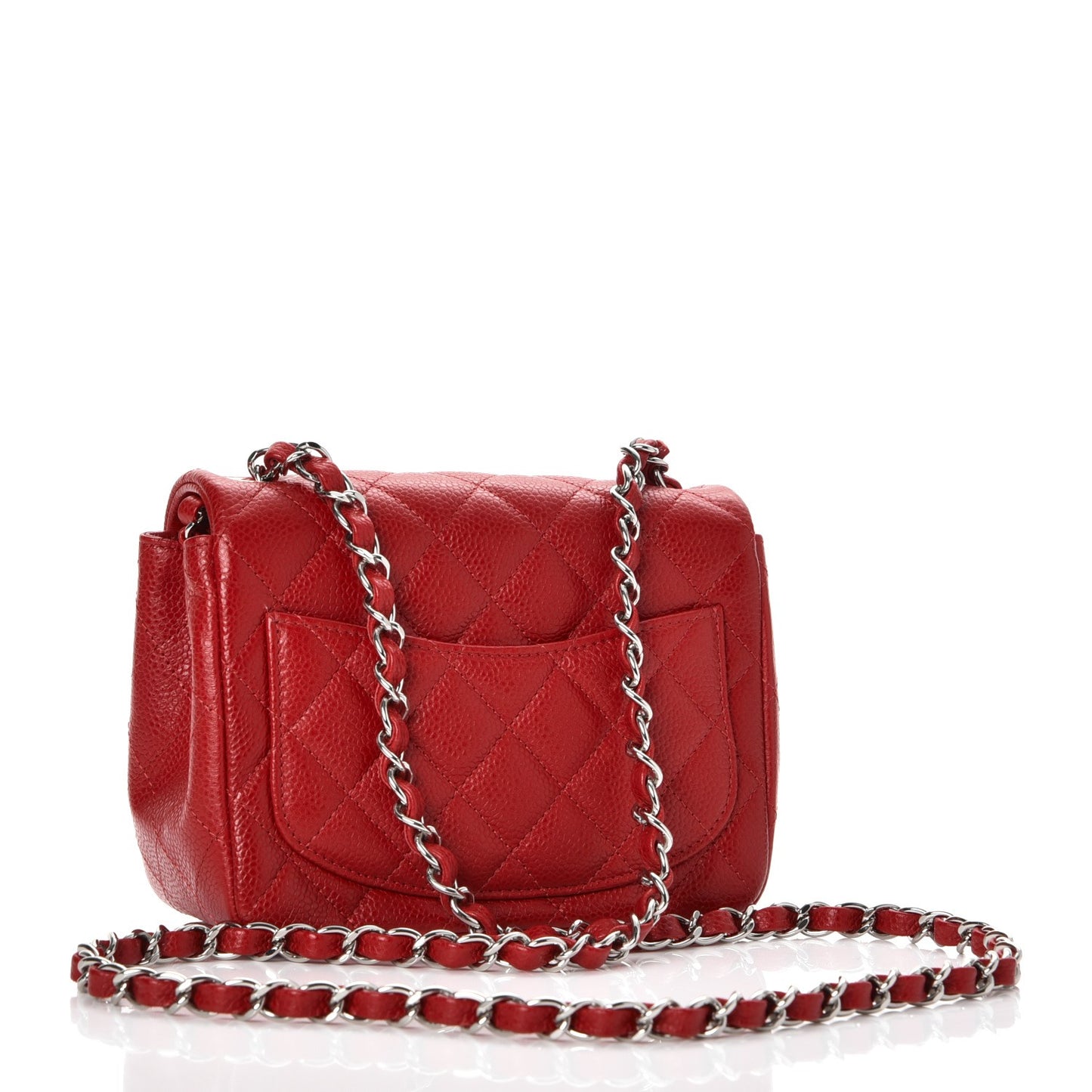 Caviar Quilted Mini Square Flap Dark Red