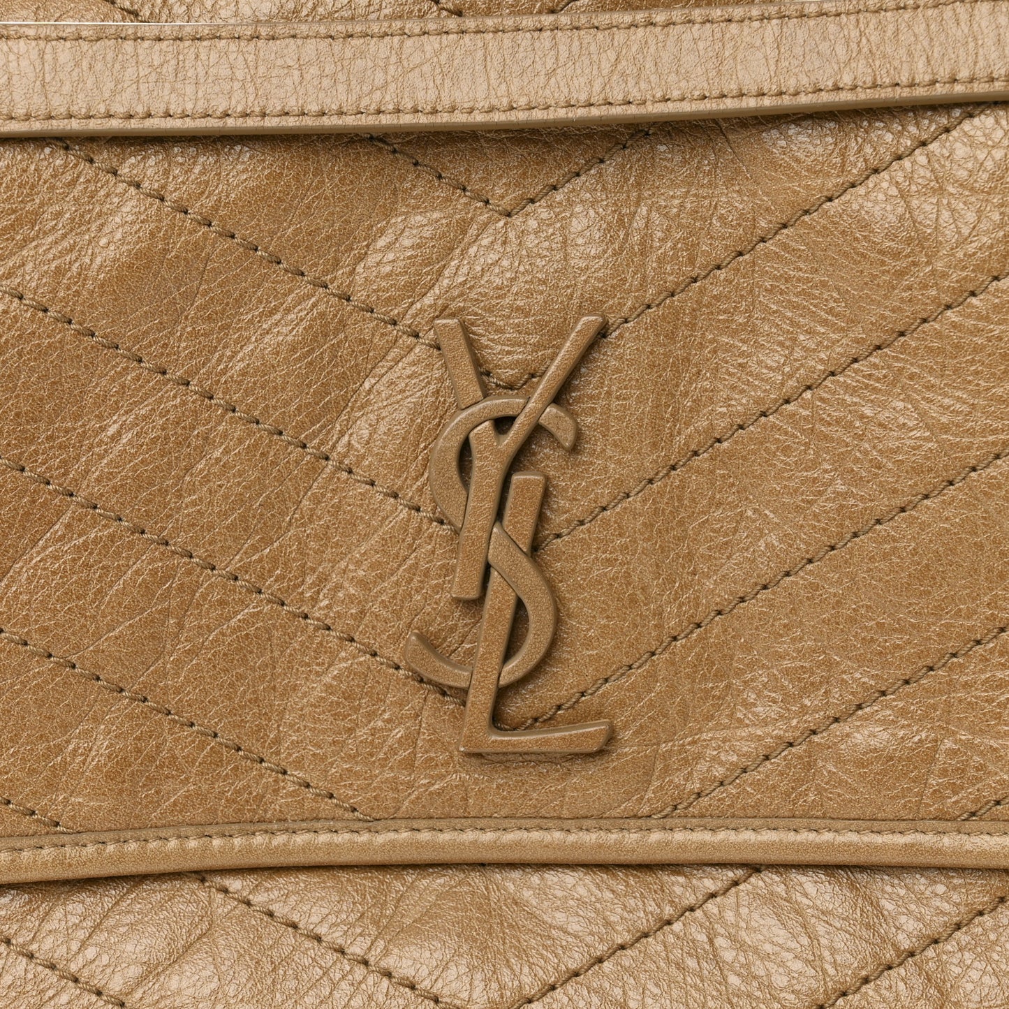 Crinkled Calfskin Matelasse Monogram Medium Niki Chain Satchel Dark Toffee