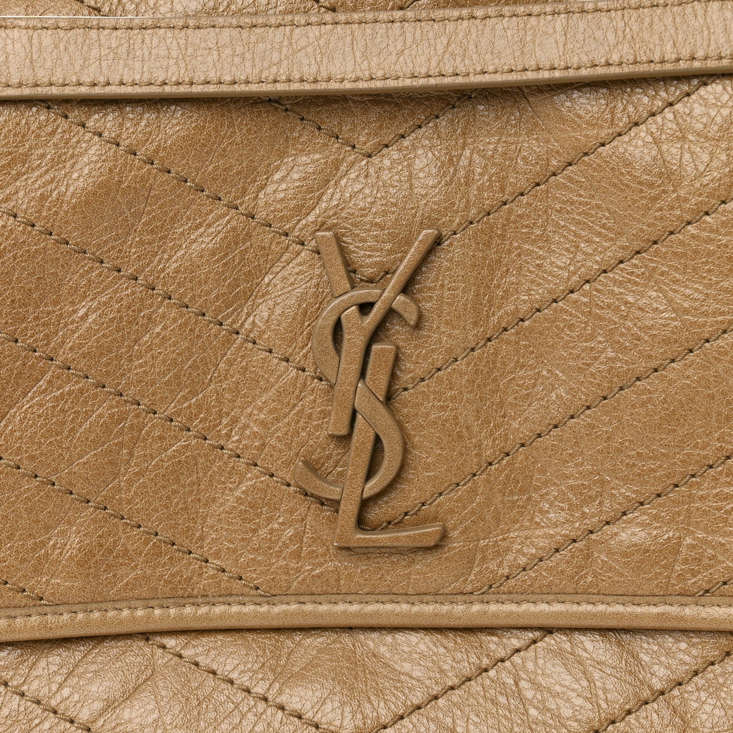 Saint Laurent Crinkled Calfskin Matelasse Monogram Medium Niki Chain Satchel Dark Toffee 8 of 10