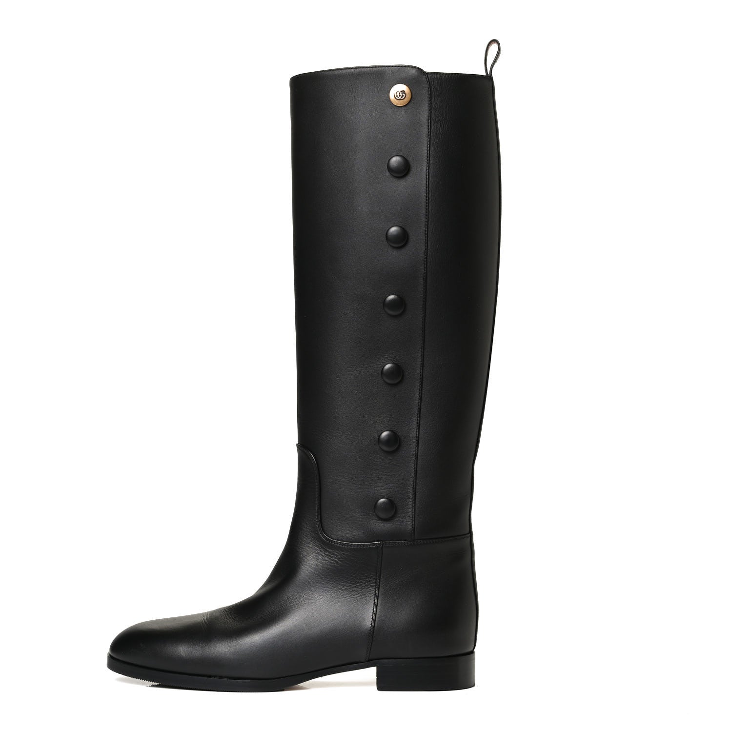 Gucci Calfskin Buttons Lifford Knee High Boots 38 Black 1 of 10