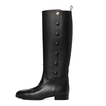 Gucci Calfskin Buttons Lifford Knee High Boots 38 Black 1 of 10