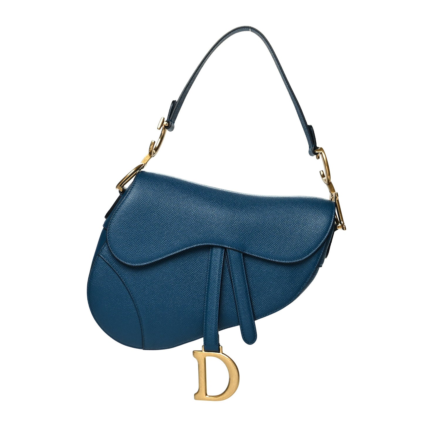Grained Calfskin Saddle Bag Navy