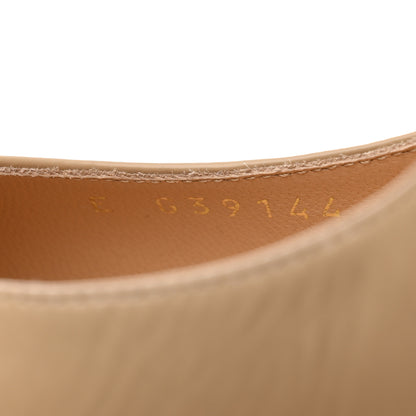 Chanel Shiny Calfskin Cap Toe Mary Jane Low Heel Strap Pumps 37 Beige Black 6 of 9