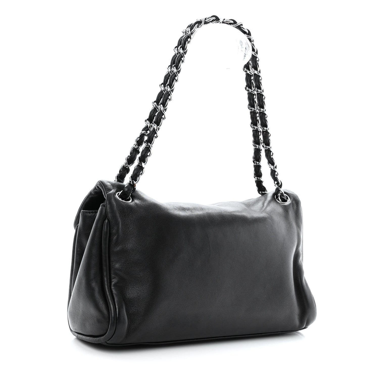 Lambskin Jumbo Mademoiselle Double Flap Black