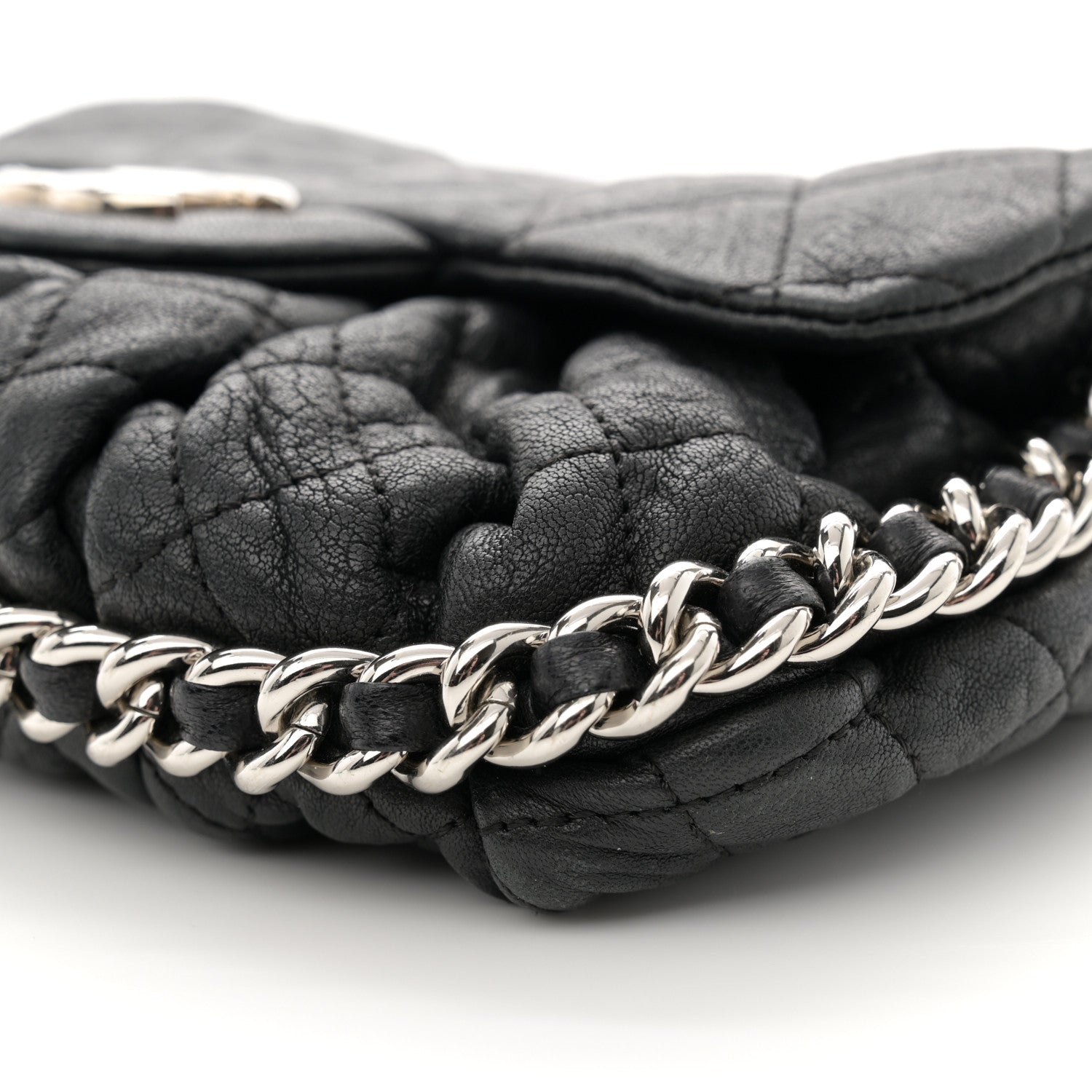 Chanel Washed Lambskin Quilted Mini Chain Around Flap Black 10 of 13