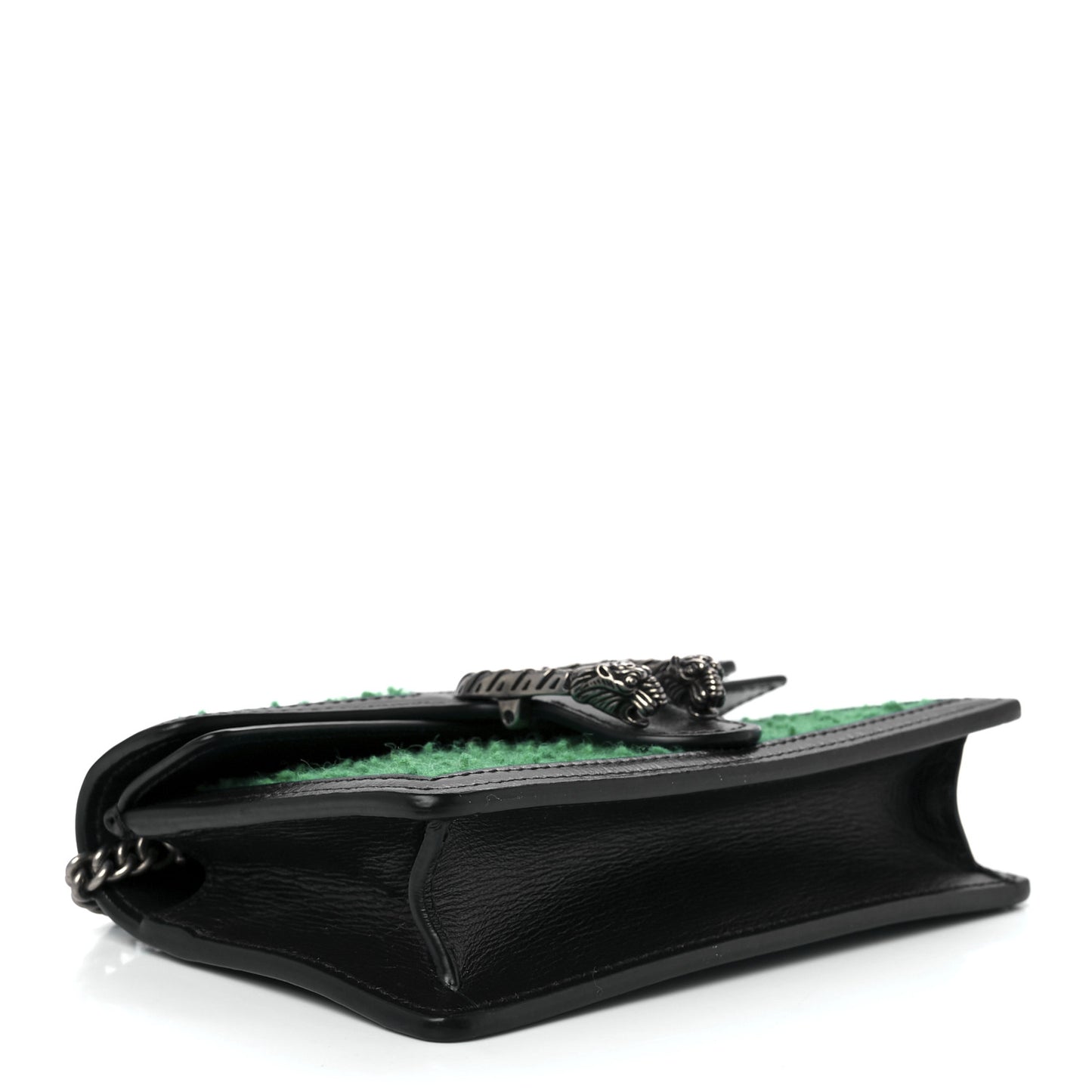 Casy Wool Azalea Calfskin Super Mini Dionysus Shoulder Bag Deep Emerald Black
