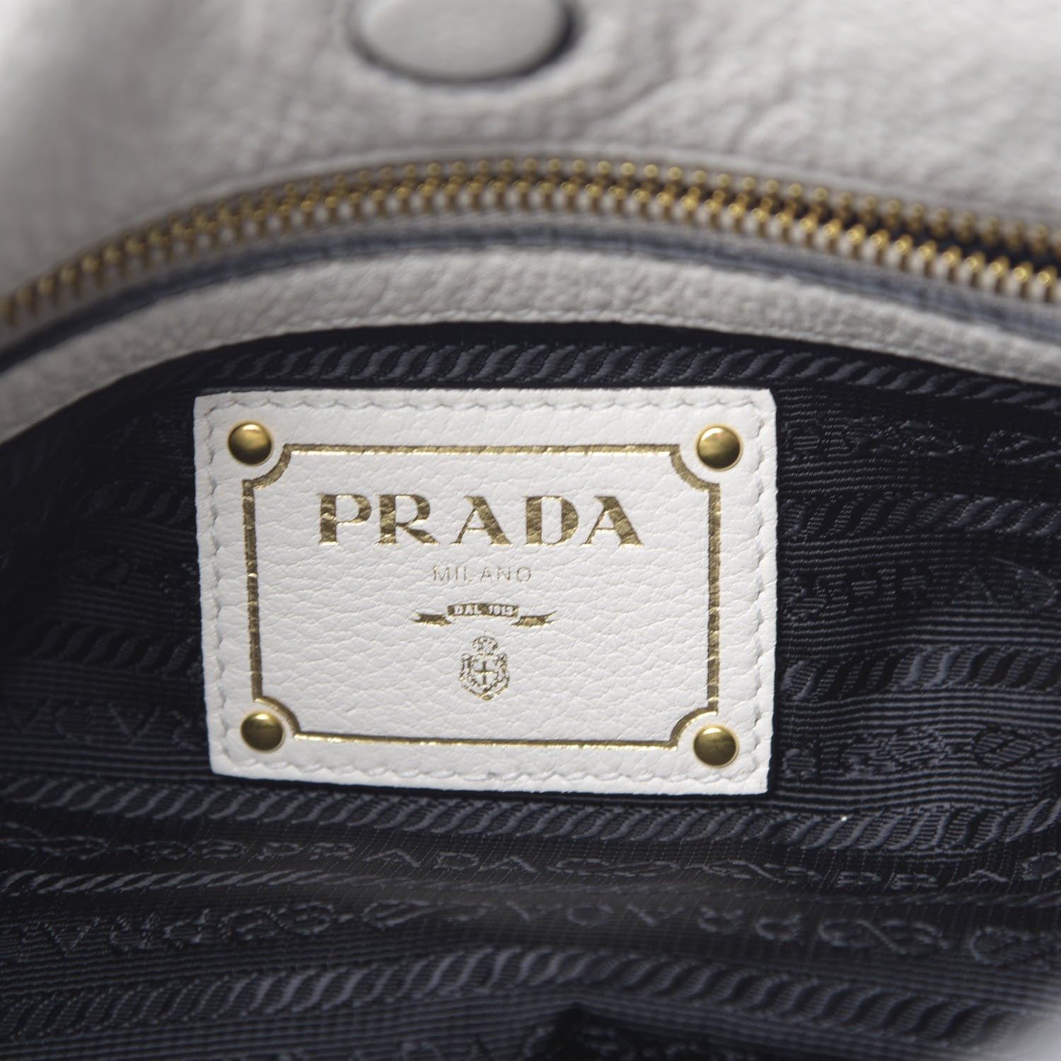 Prada Vitello Phenix Embossed Logo Hobo White 6 of 10