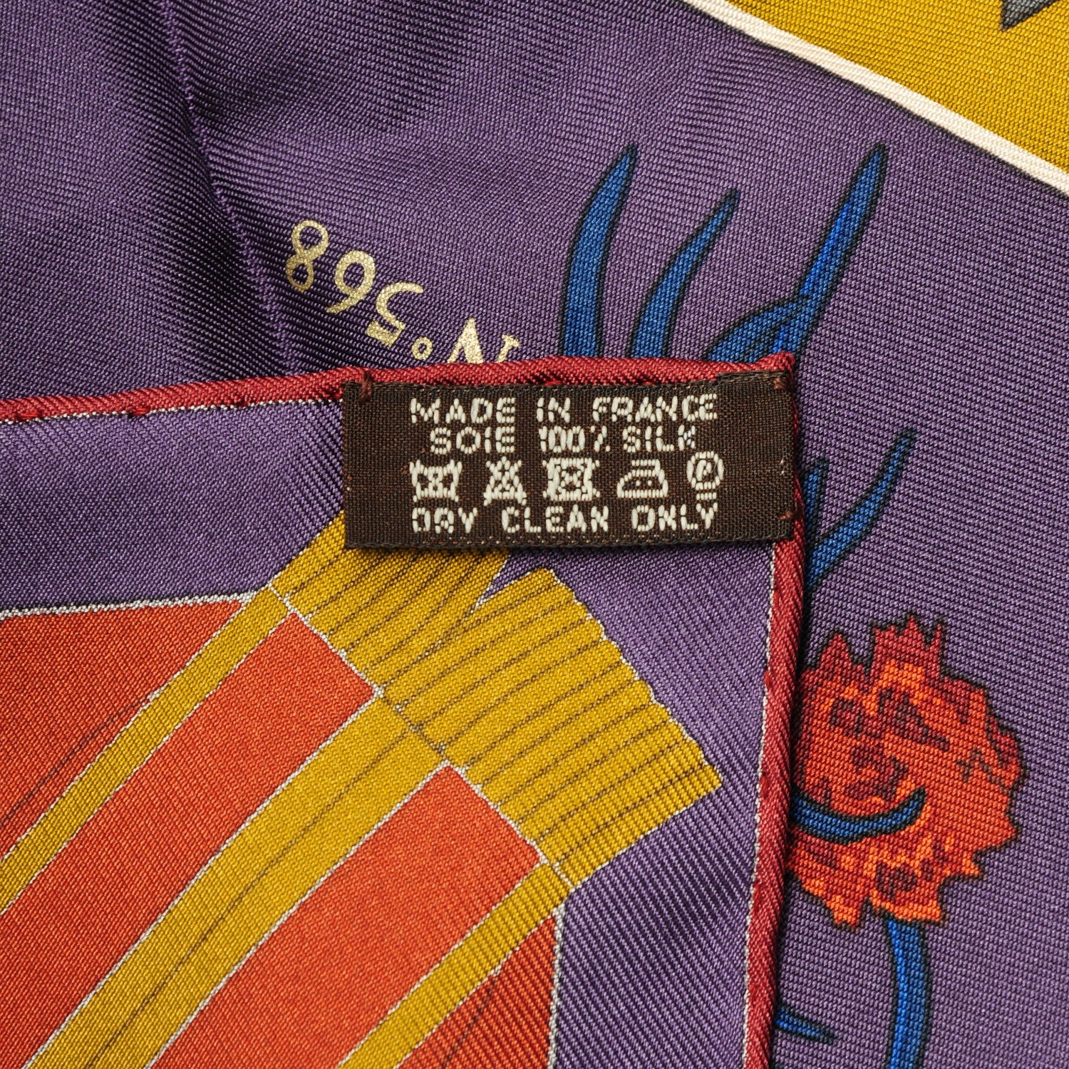 Hermes Silk Flots Fleurs et Frontaux Scarf 90 Anthracite Prune Vert 4 of 4
