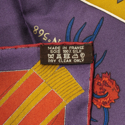 Hermes Silk Flots Fleurs et Frontaux Scarf 90 Anthracite Prune Vert 4 of 4