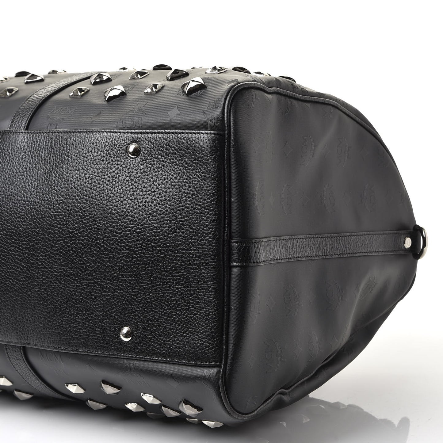 Monogram Coated Canvas Spiked Weekender Black