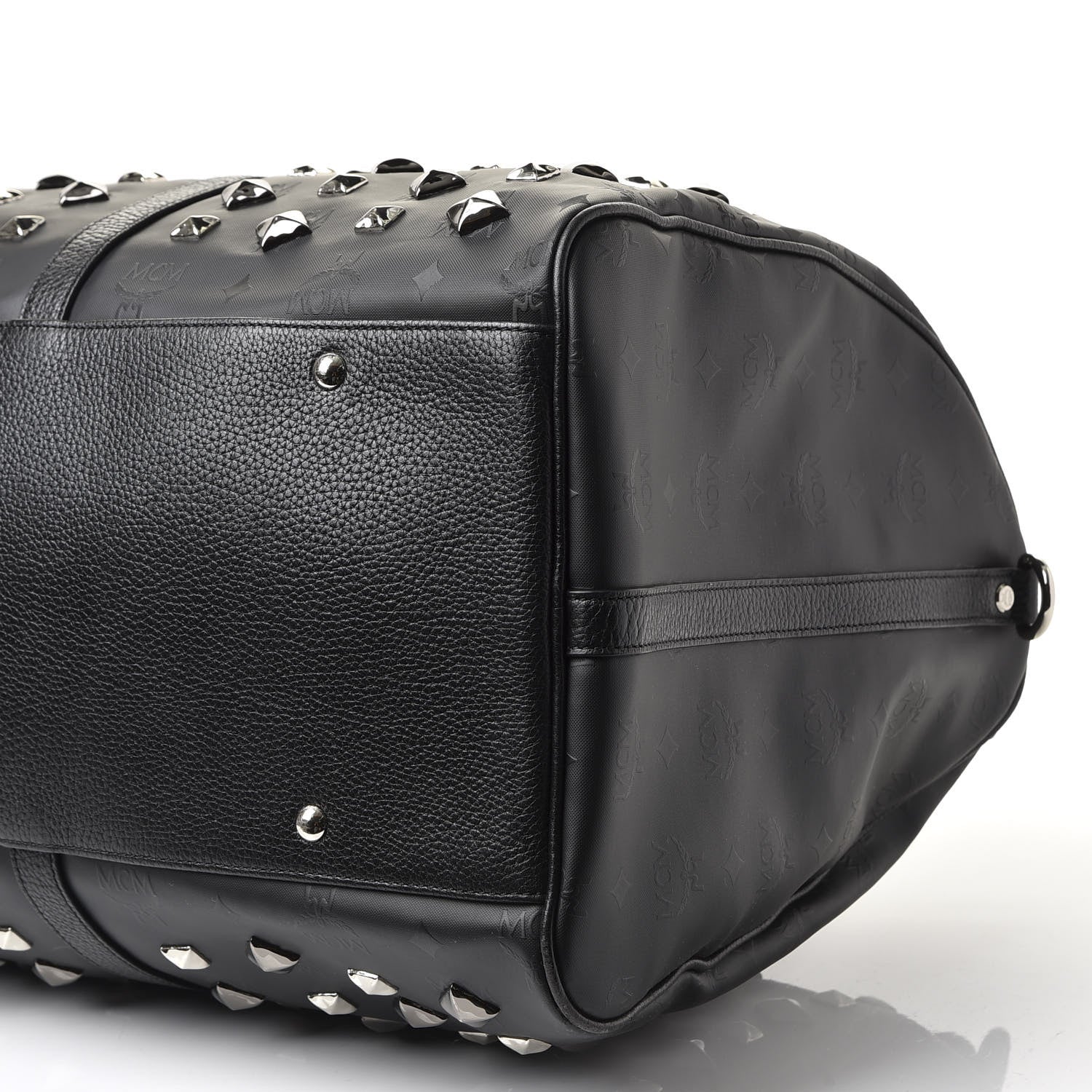 MCM Monogram Coated Canvas Spiked Weekender Black 6 of 8