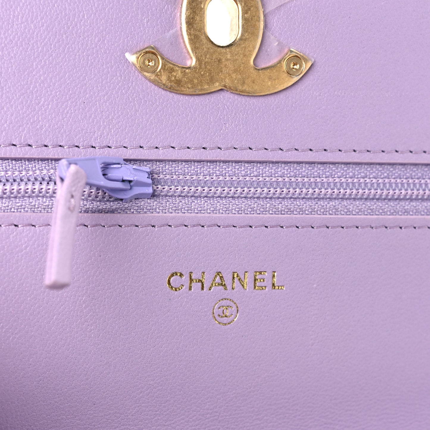 Lambskin Quilted Chanel 19 Wallet On Chain WOC Light Purple