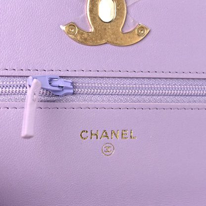 Chanel Lambskin Quilted Chanel 19 Wallet On Chain WOC Light Purple 6 of 11