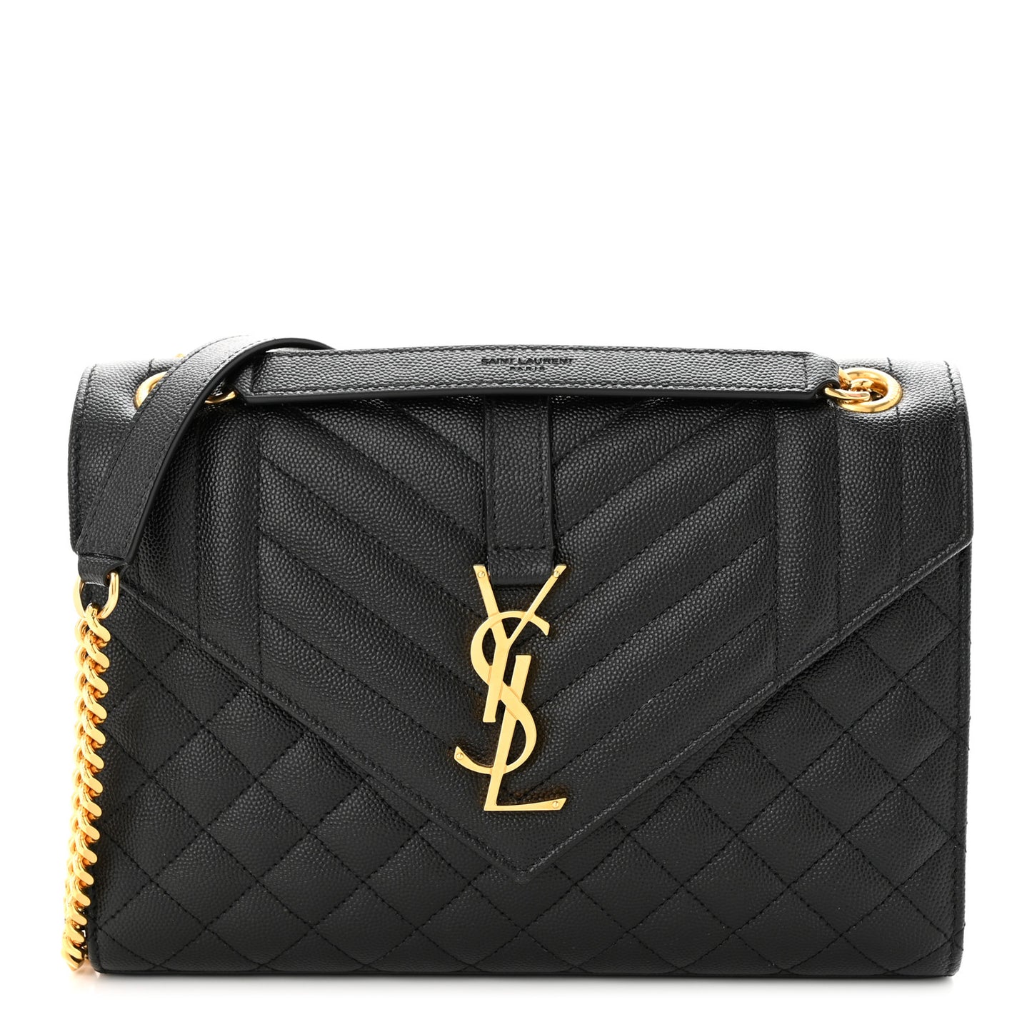 Grain De Poudre Textured Mixed Matelasse Triquilt Medium Monogram Satchel Black