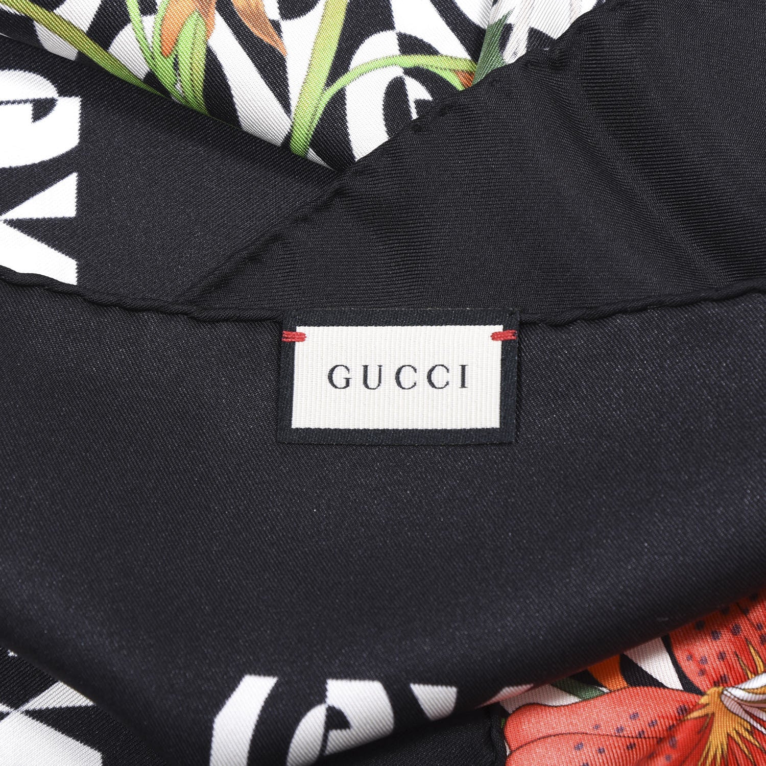 Gucci Silk Rhombus Flora Scarf Black Multicolor 4 of 4