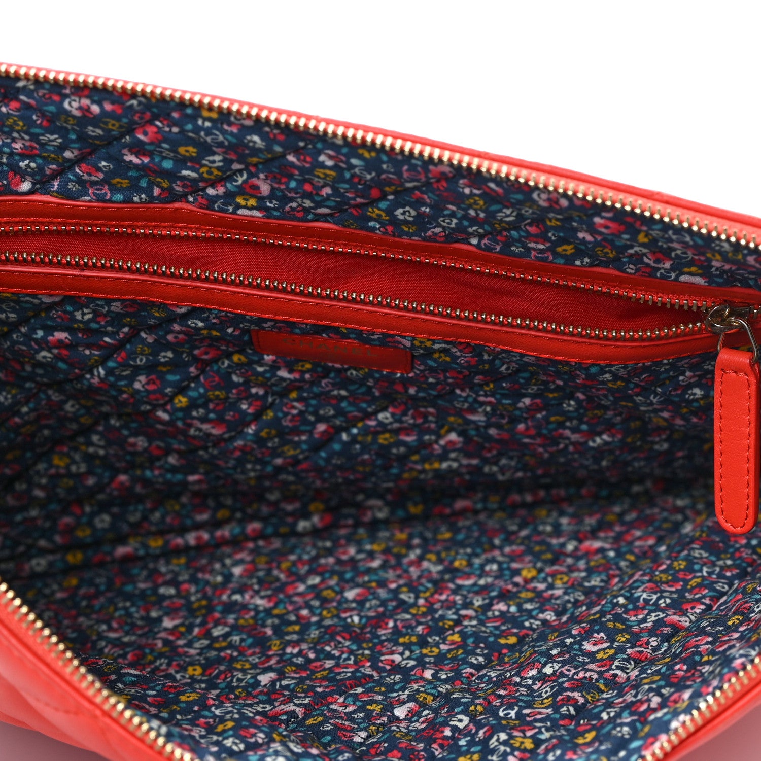 Chanel Lambskin Quilted Large Cuba Cosmetic Case Red 5 of 9