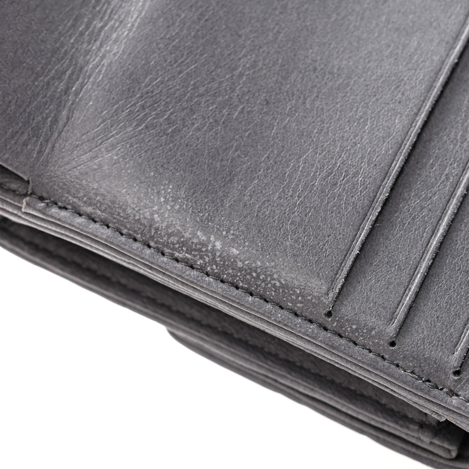 Chanel Lambskin Camellia Embossed Small Double Wallet Grey 10 of 14