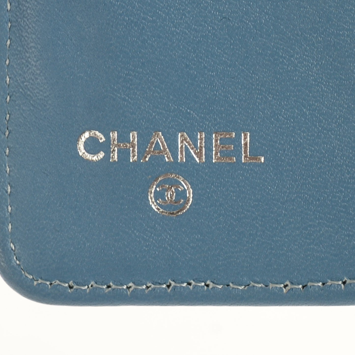 Patent Calfskin Quilted Yen Wallet Blue