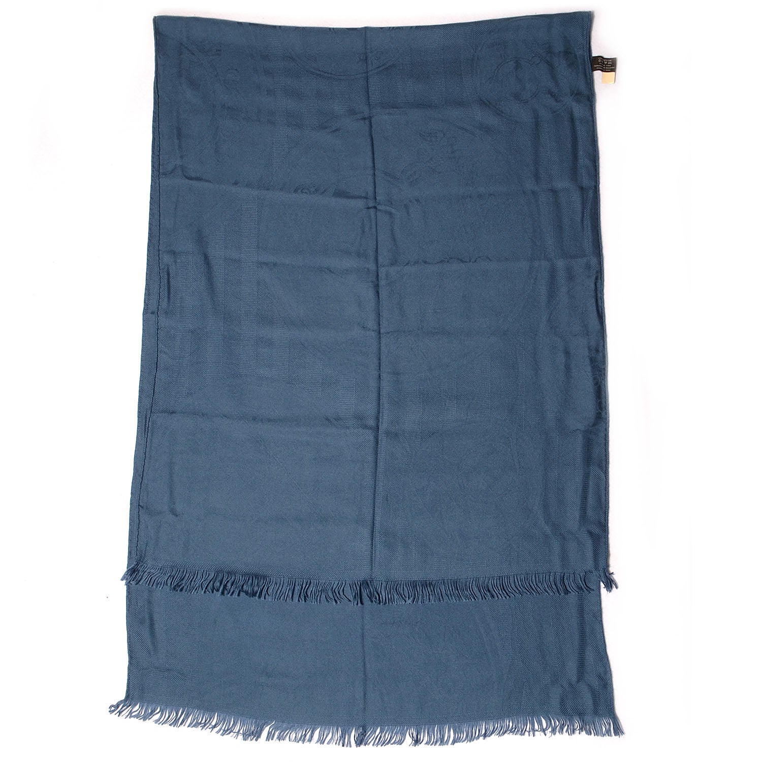 Hermes Cashmere Silk New Libris Stole Bleu Denim 3 of 6