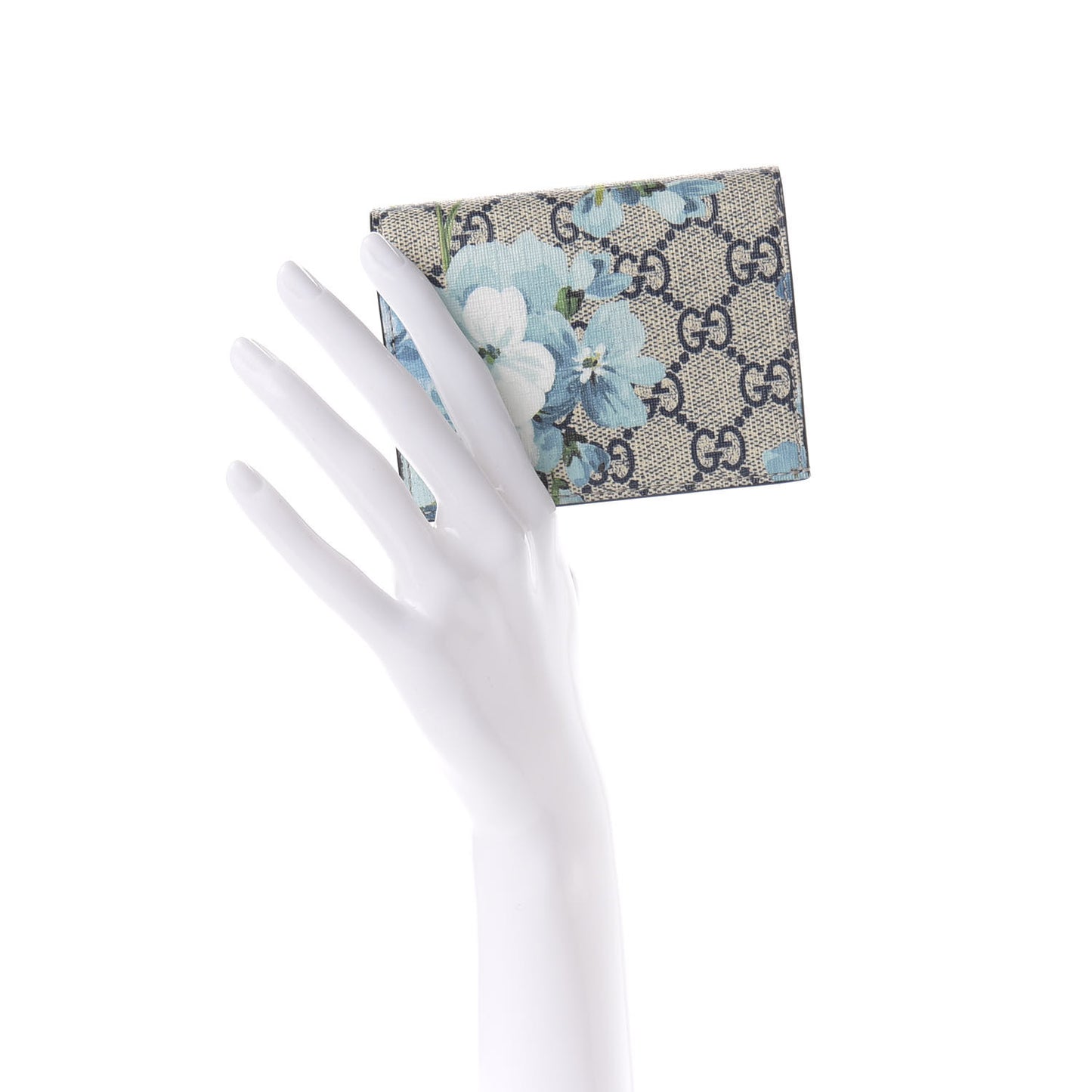 GG Supreme Monogram Blooms Card Case Wallet Beige Blue Navy Hibiscus Red