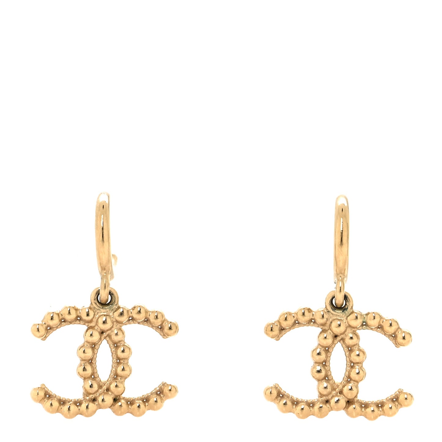 Metal CC Hoop Drop Earrings Gold