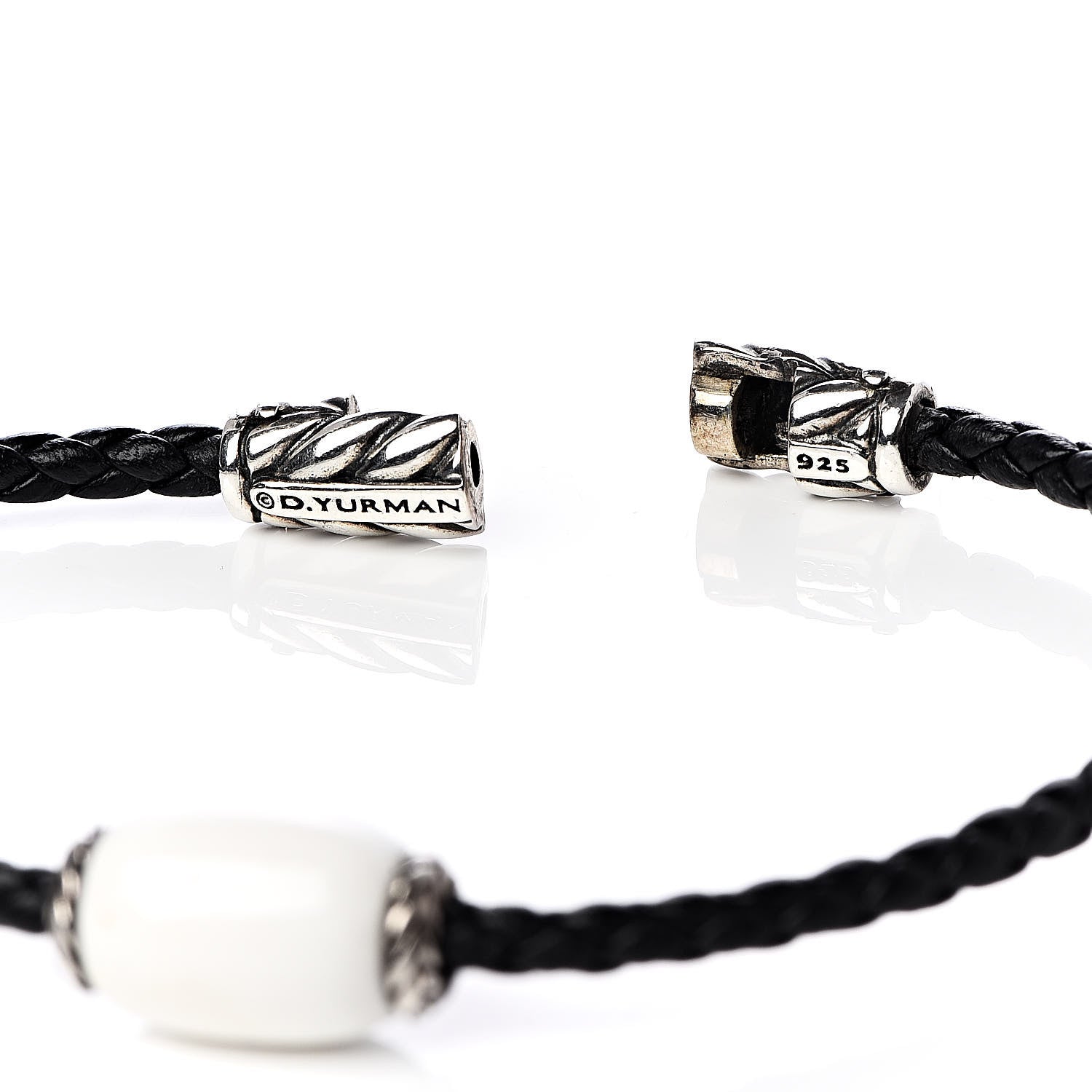 David Yurman Sterling Silver Leather White Agate Wrap Bracelet 5 of 5