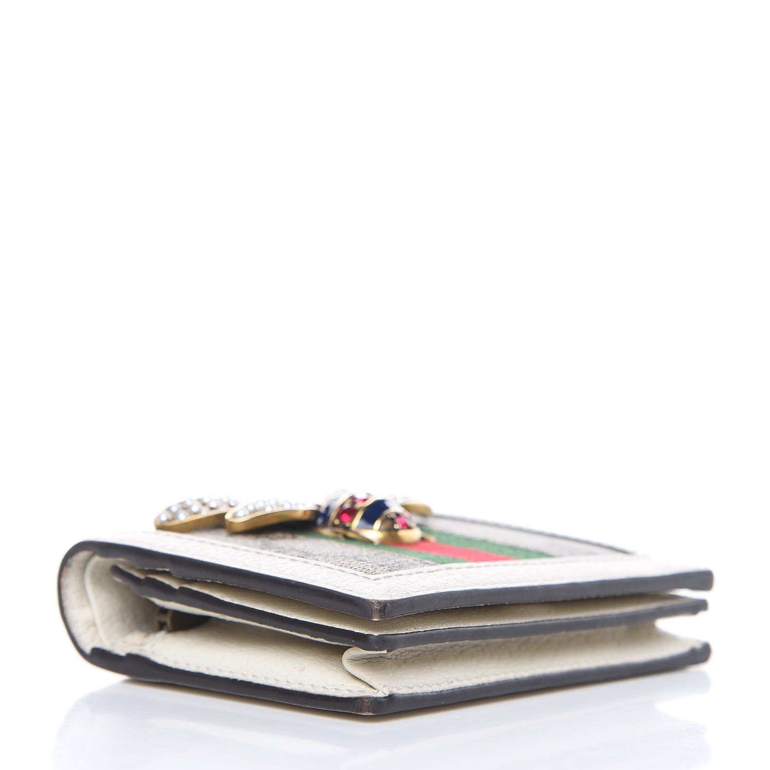 Gucci GG Supreme Monogram Web Queen Margaret Card Case Wallet Beige Mystic White 4 of 12