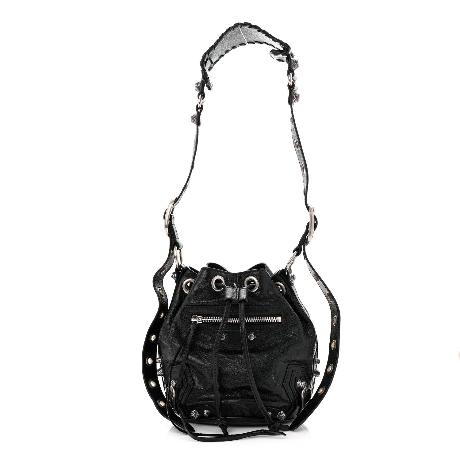 Balenciaga Agneau Arena Le Cagole Bucket Bag XS Black 1787489